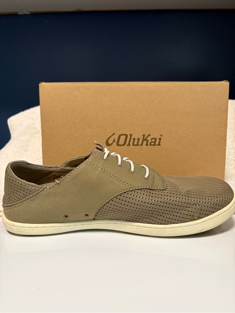 OluKai Men's Slip-On Perforated Casual Shoes in Olive - Picture 5 of 8